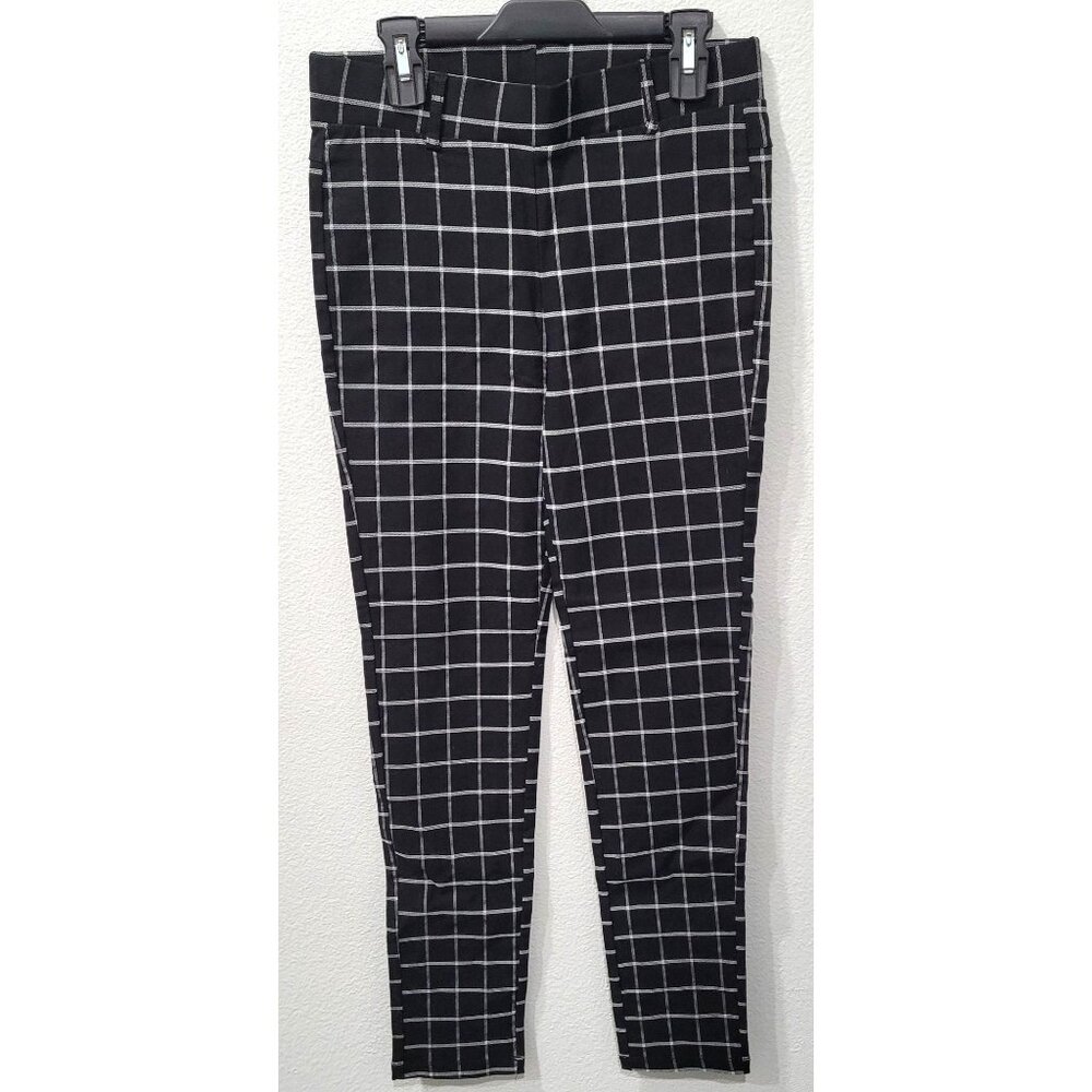 Womens Active USA Black & White Plaid Checkered Pull-on Pants Size M